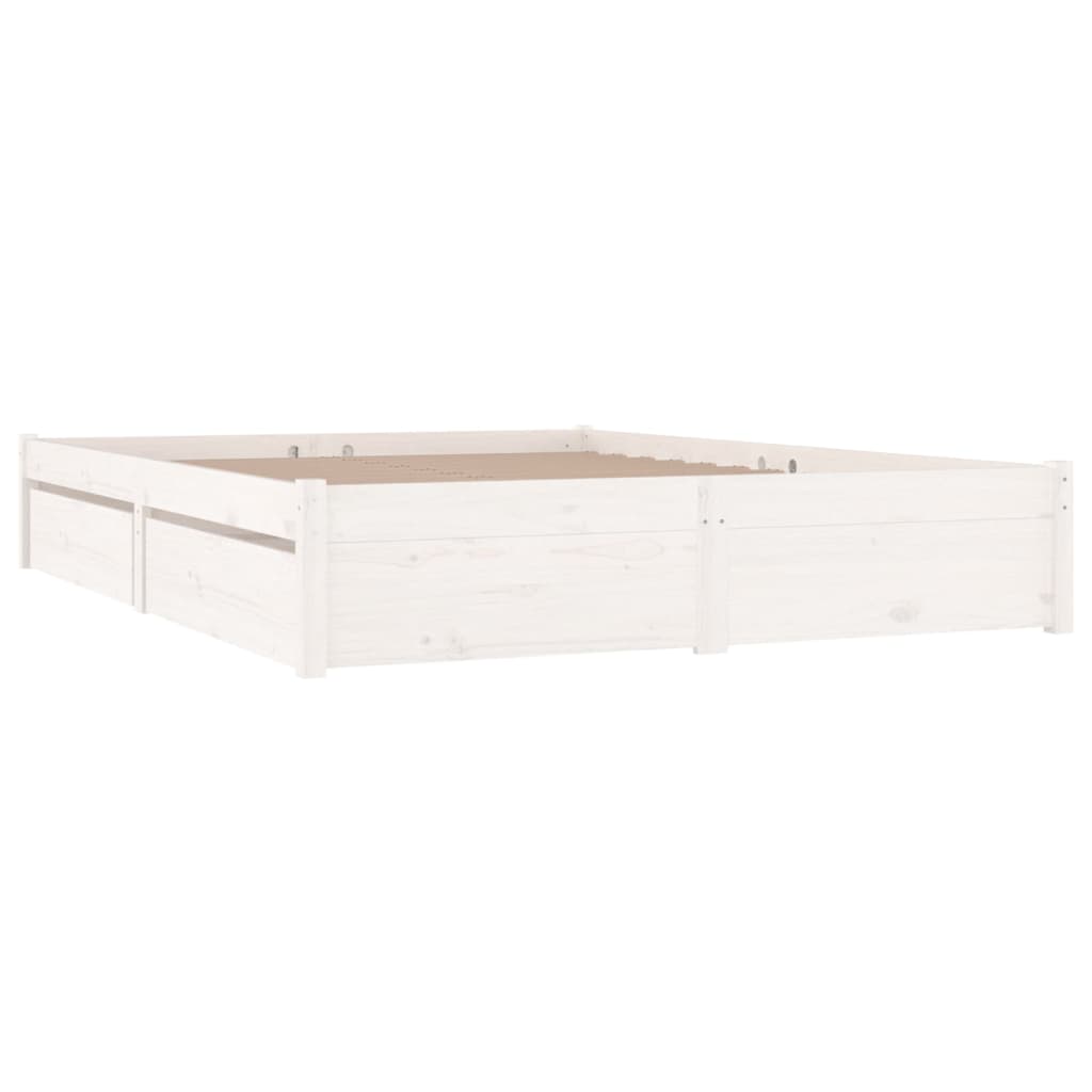 Bett mit Schubladen Weiß 150x200 cm