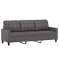 3-Sitzer-Sofa mit Hocker Grau 180 cm Kunstleder