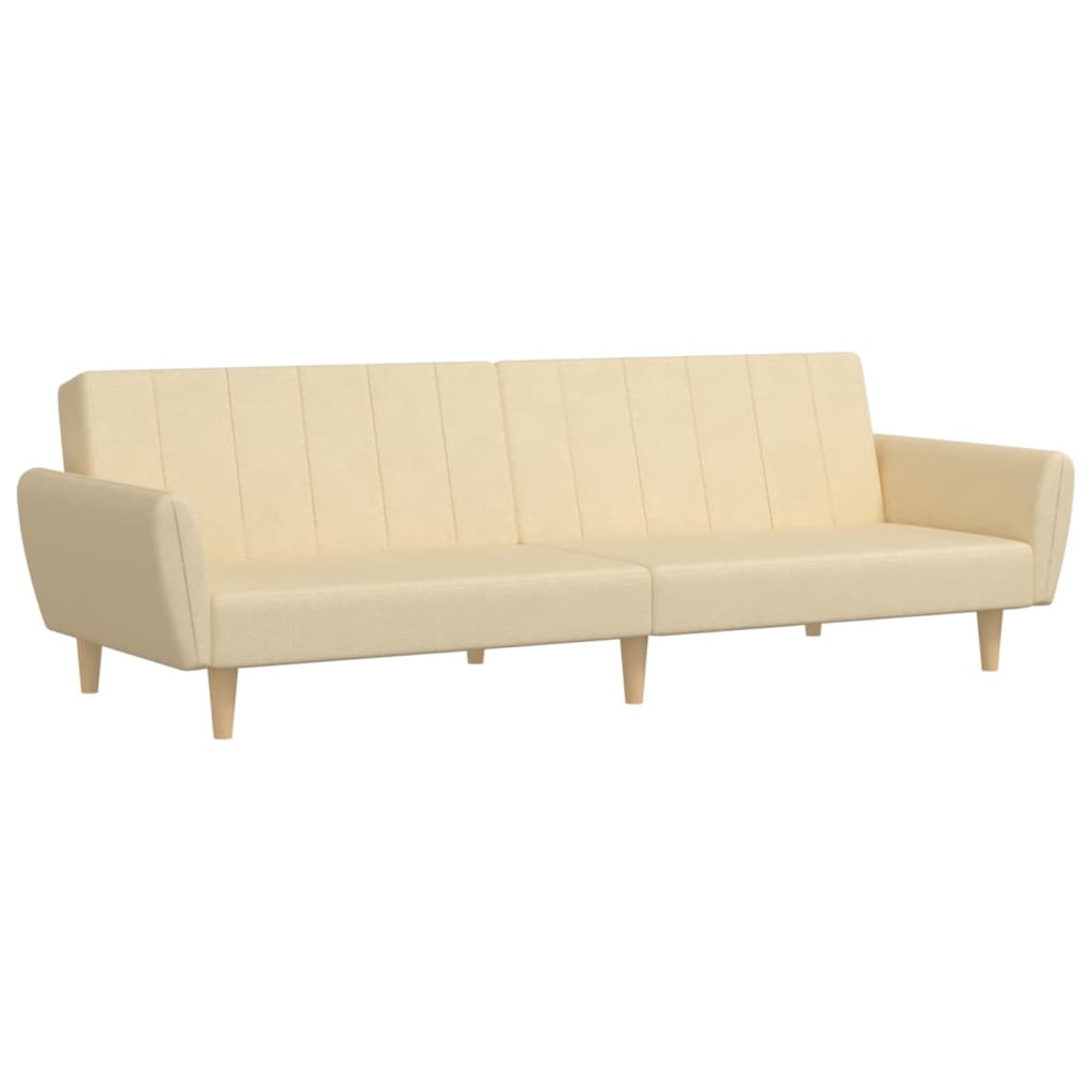 Schlafsofa 2-Sitzer Creme Stoff