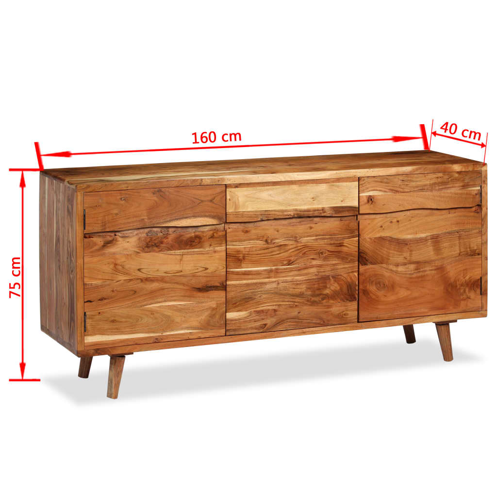 Sideboard Massivholz mit geschnitzten Türen 160×40×75 cm