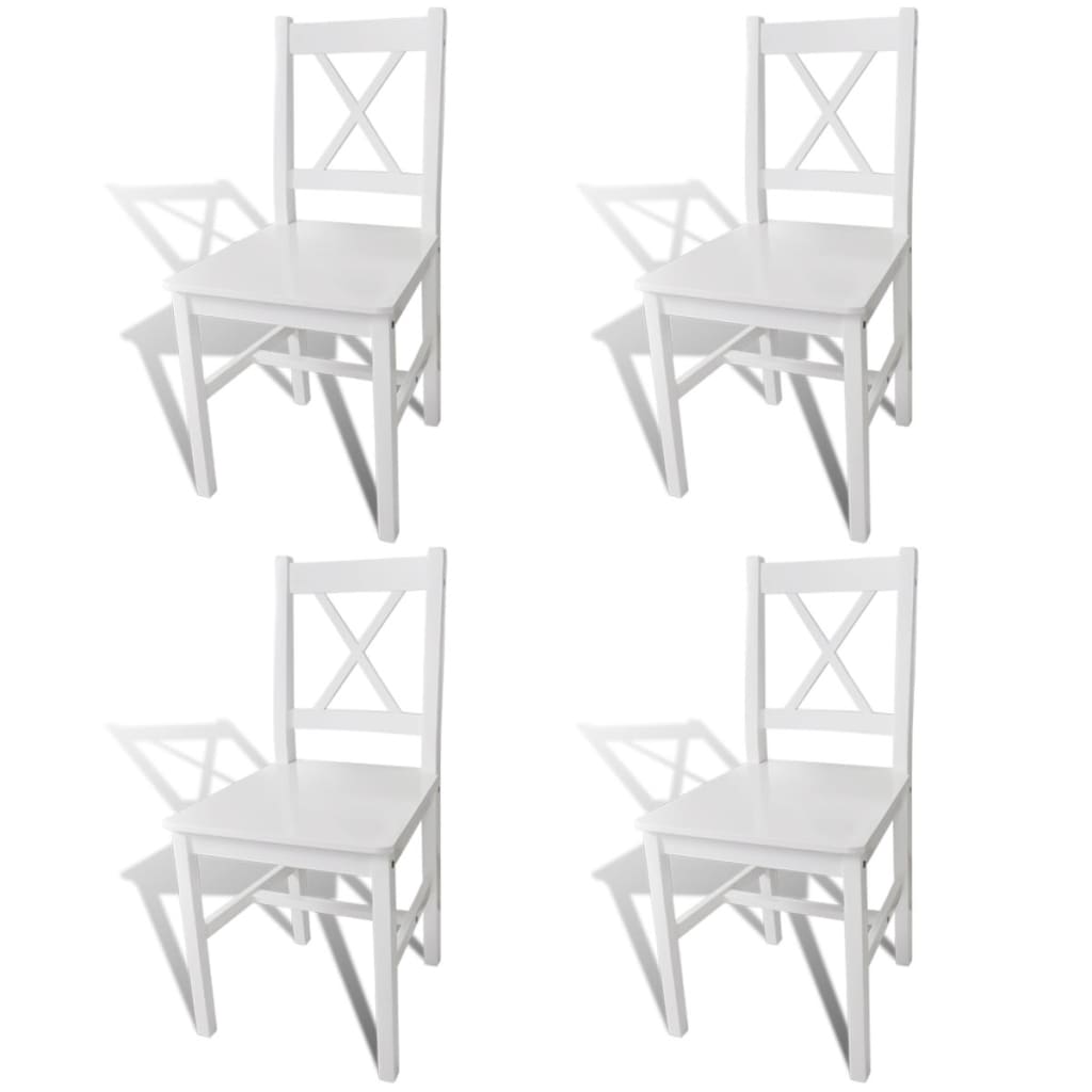 Esszimmerstühle 4 Stk. Weiß Kiefernholz