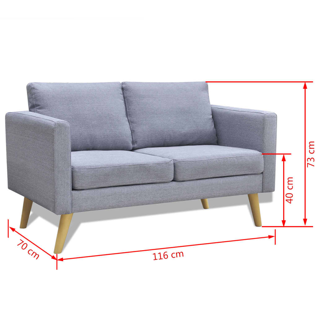 Sofa 2-Sitzer Stoff Hellgrau