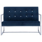 2-Sitzer-Sofa mit Armlehnen Blau Chrom und Samt