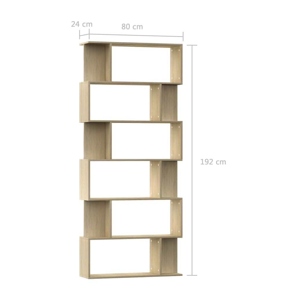 Bücherregal/Raumteiler Sonoma-Eiche 80x24x192 cm Holzwerkstoff