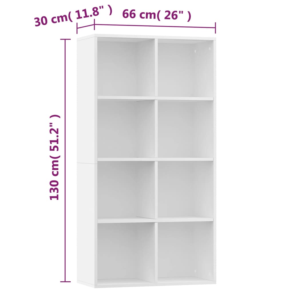 Bücherregal/Sideboard Weiß 66×30×130 cm Holzwerkstoff