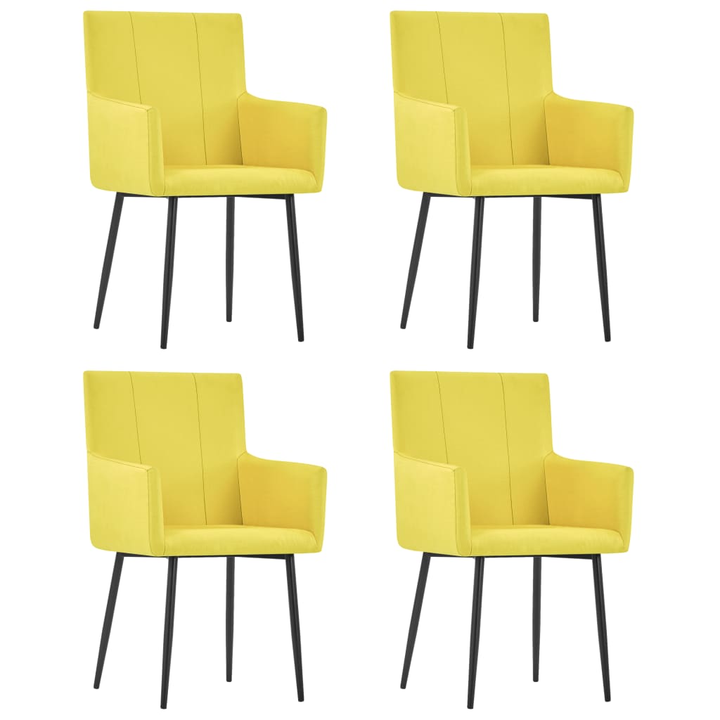 Esszimmerstühle mit Armlehnen 4 Stk. Gelb Stoff