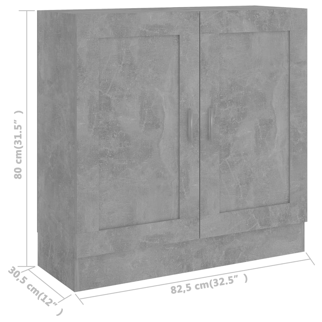 Bücherschrank Betongrau 82,5x30,5x80 cm Holzwerkstoff
