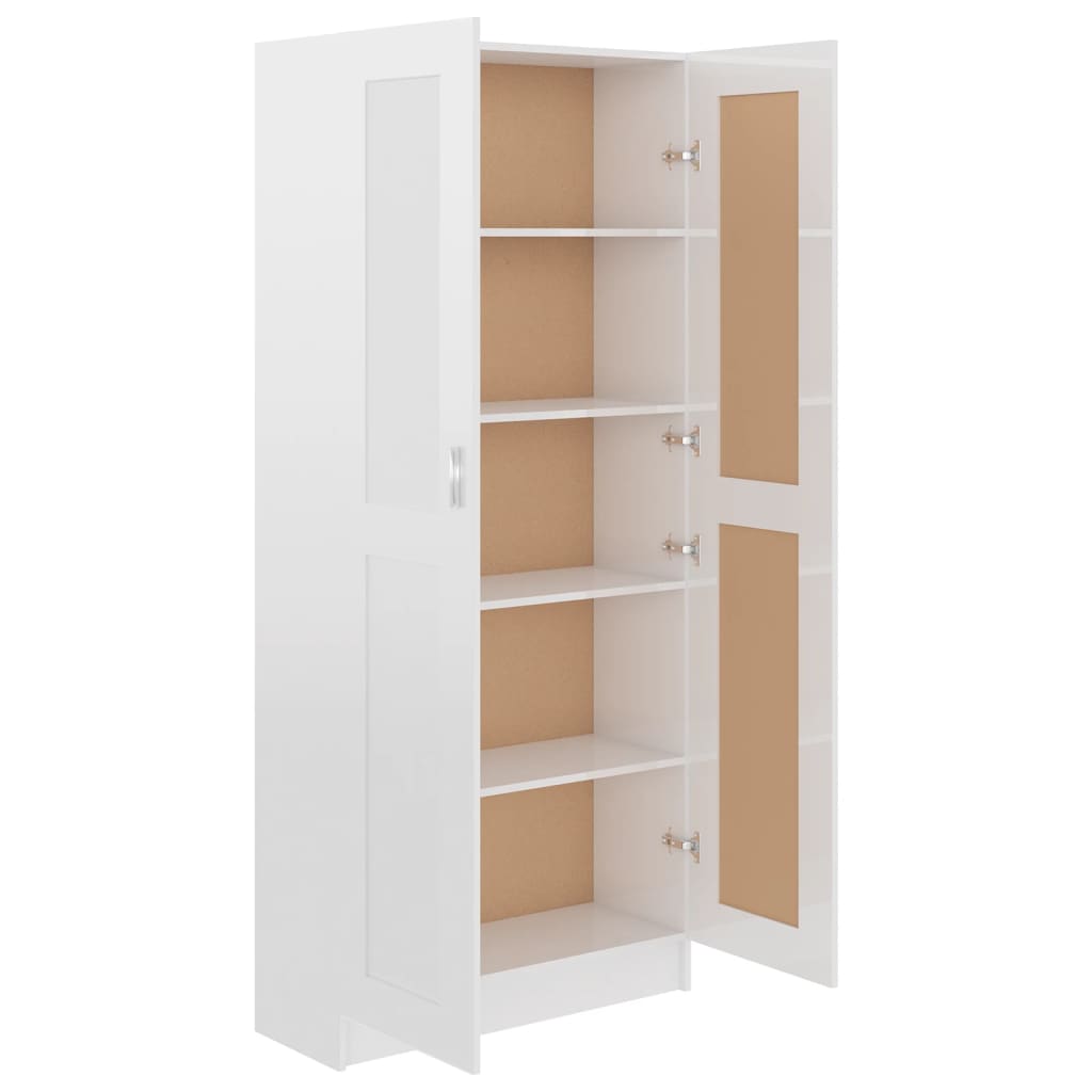 Bücherschrank Hochglanz-Weiß 82,5x30,5x185,5 cm Holzwerkstoff
