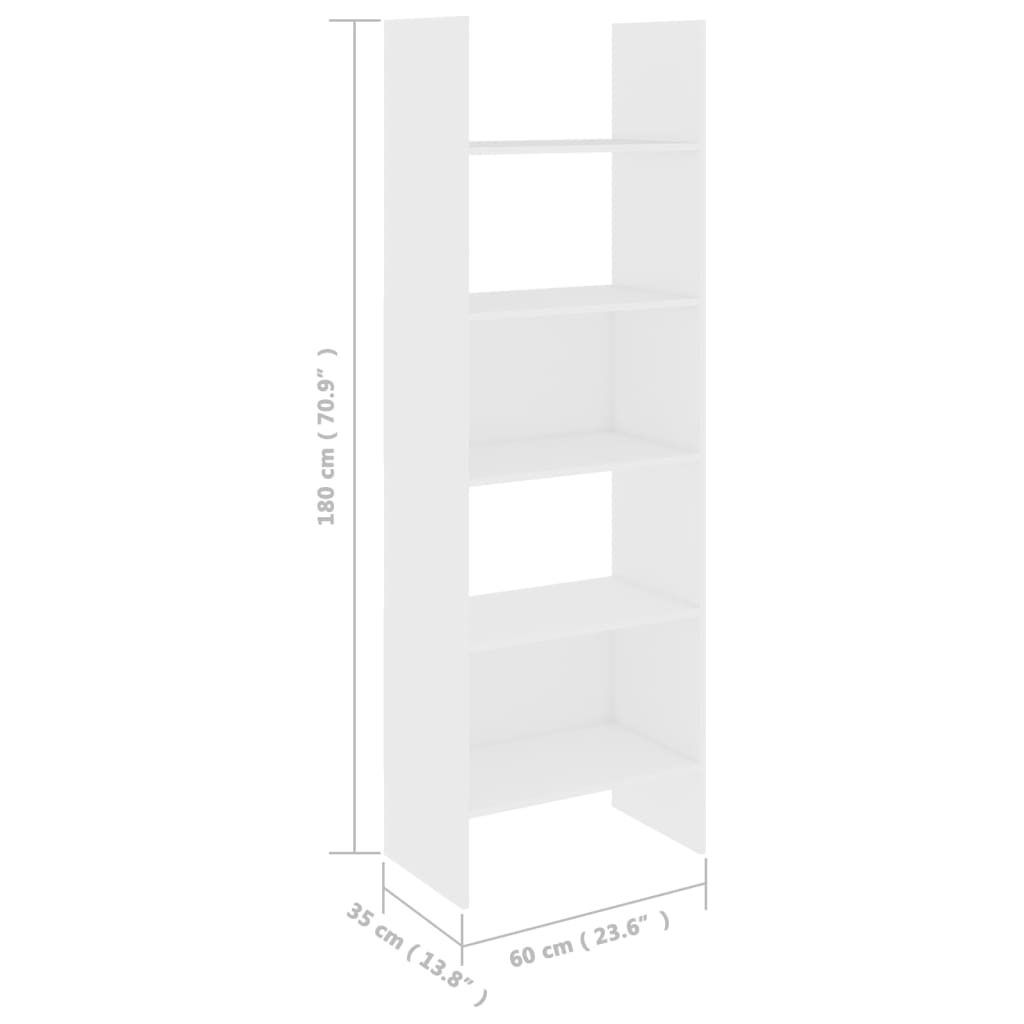 Bücherregal Weiß 60x35x180 cm Holzwerkstoff
