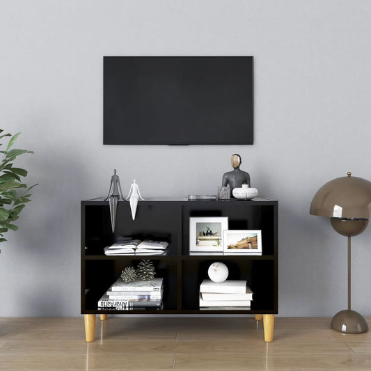 TV-Schrank mit Massivholz-Beinen Schwarz 69,5x30x50 cm