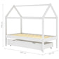 Kinderbett mit Schublade Weiß Massivholz Kiefer 80x160 cm