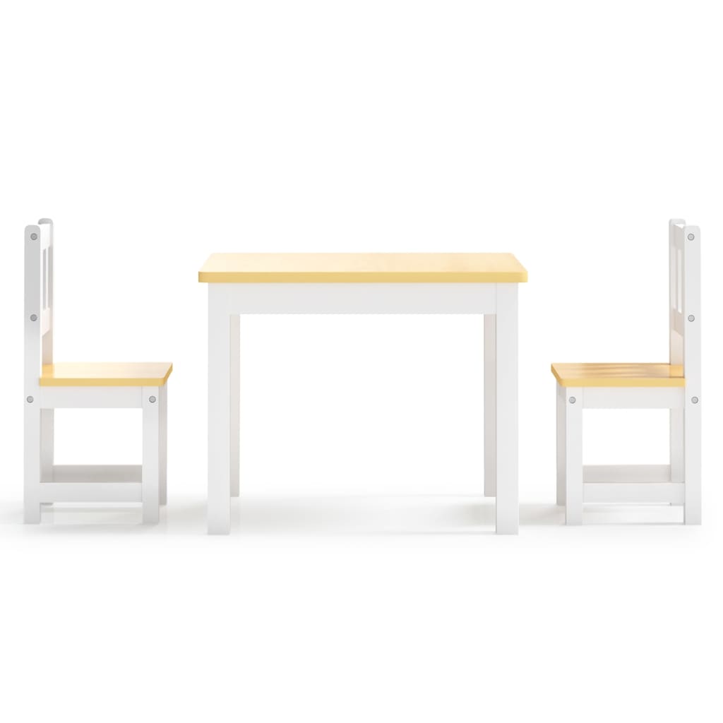 3-tlg. Kindertisch und Stuhl-Set Weiß und Beige MDF