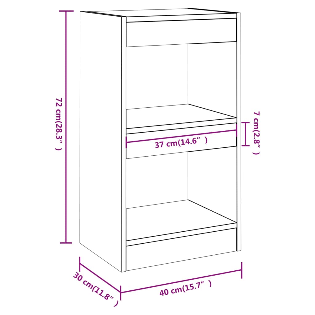 Bücherregal/Raumteiler Weiß 40×30×72cm