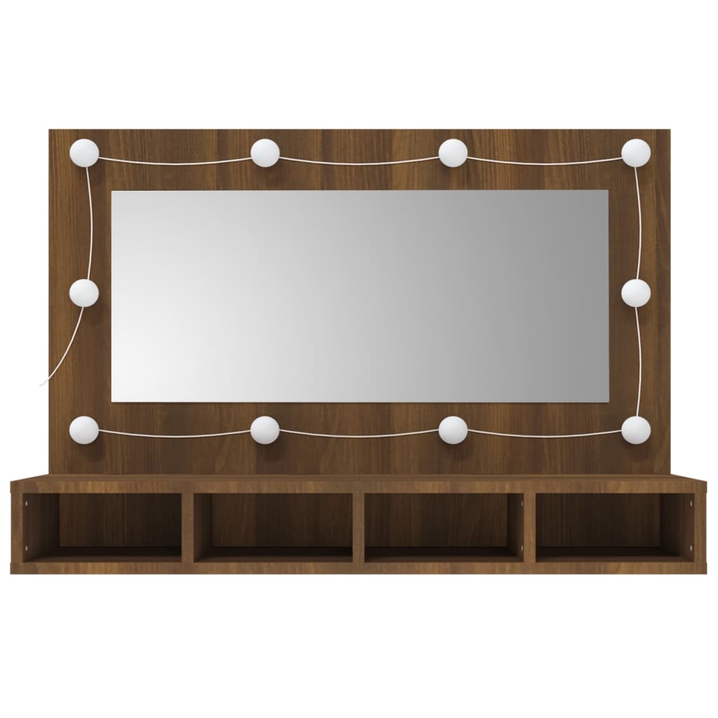 Spiegelschrank mit LED Braun Eiche-Optik 90x31,5x62 cm