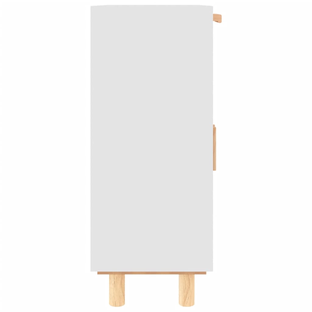 Sideboard Weiß 60x30x75 cm Massivholz Kiefer und Natur-Rattan