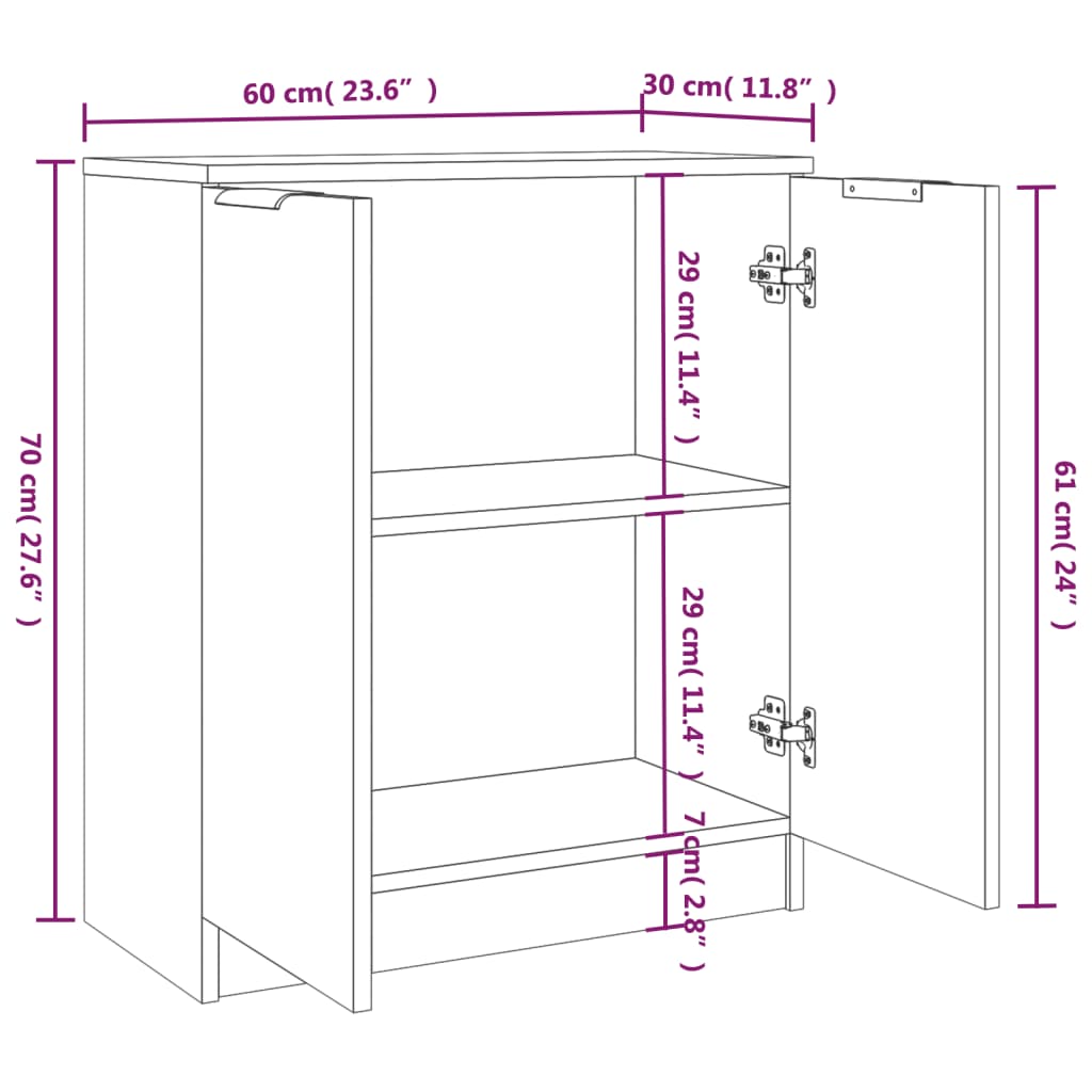 Sideboards 2 Stk. Weiß 60x30x70 cm Holzwerkstoff