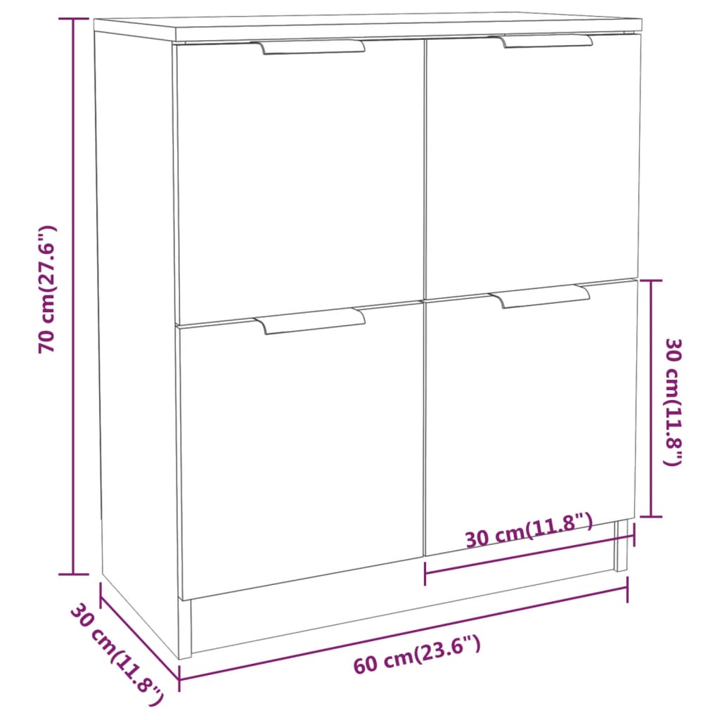 Sideboards 2 Stk. Grau Sonoma 60x30x70 cm Holzwerkstoff