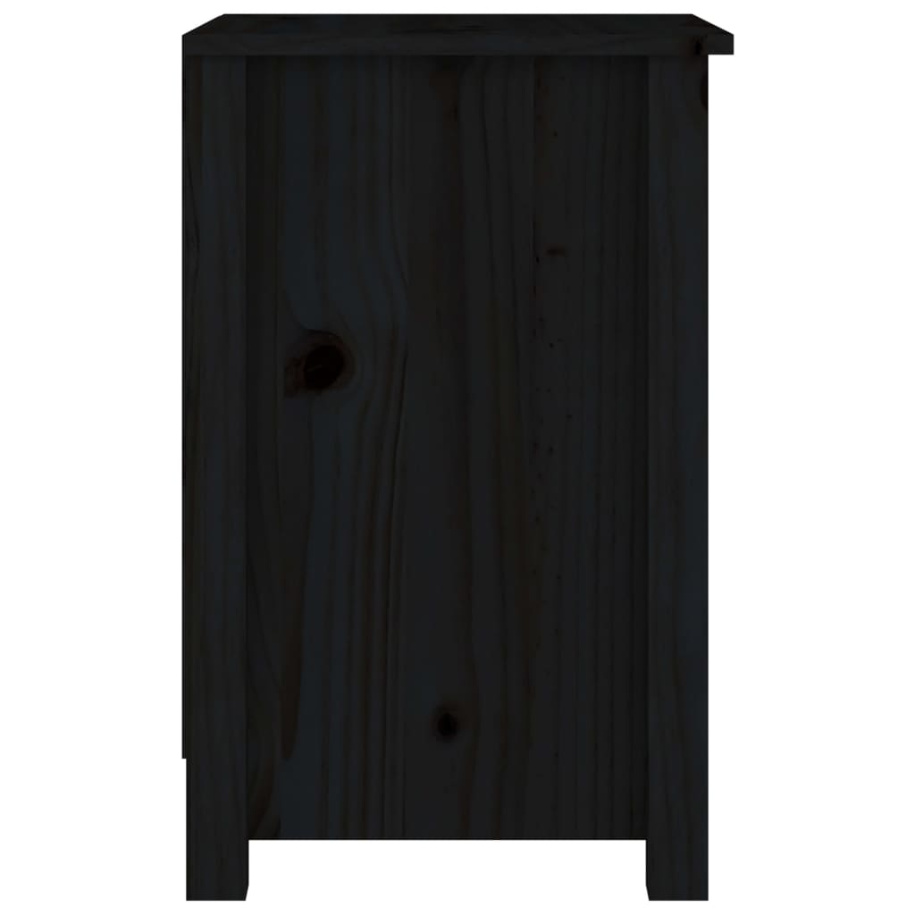 Nachttisch Schwarz 40x35x55 cm Massivholz Kiefer