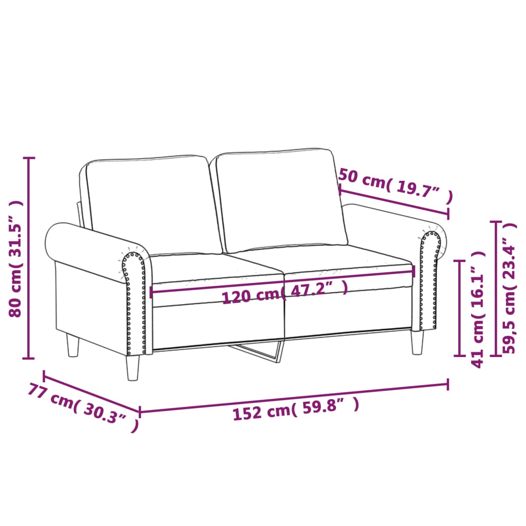 2-Sitzer-Sofa Weinrot 120 cm Samt