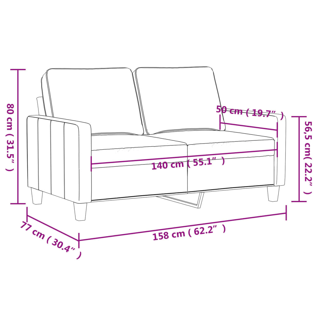2-Sitzer-Sofa Weinrot 140 cm Samt