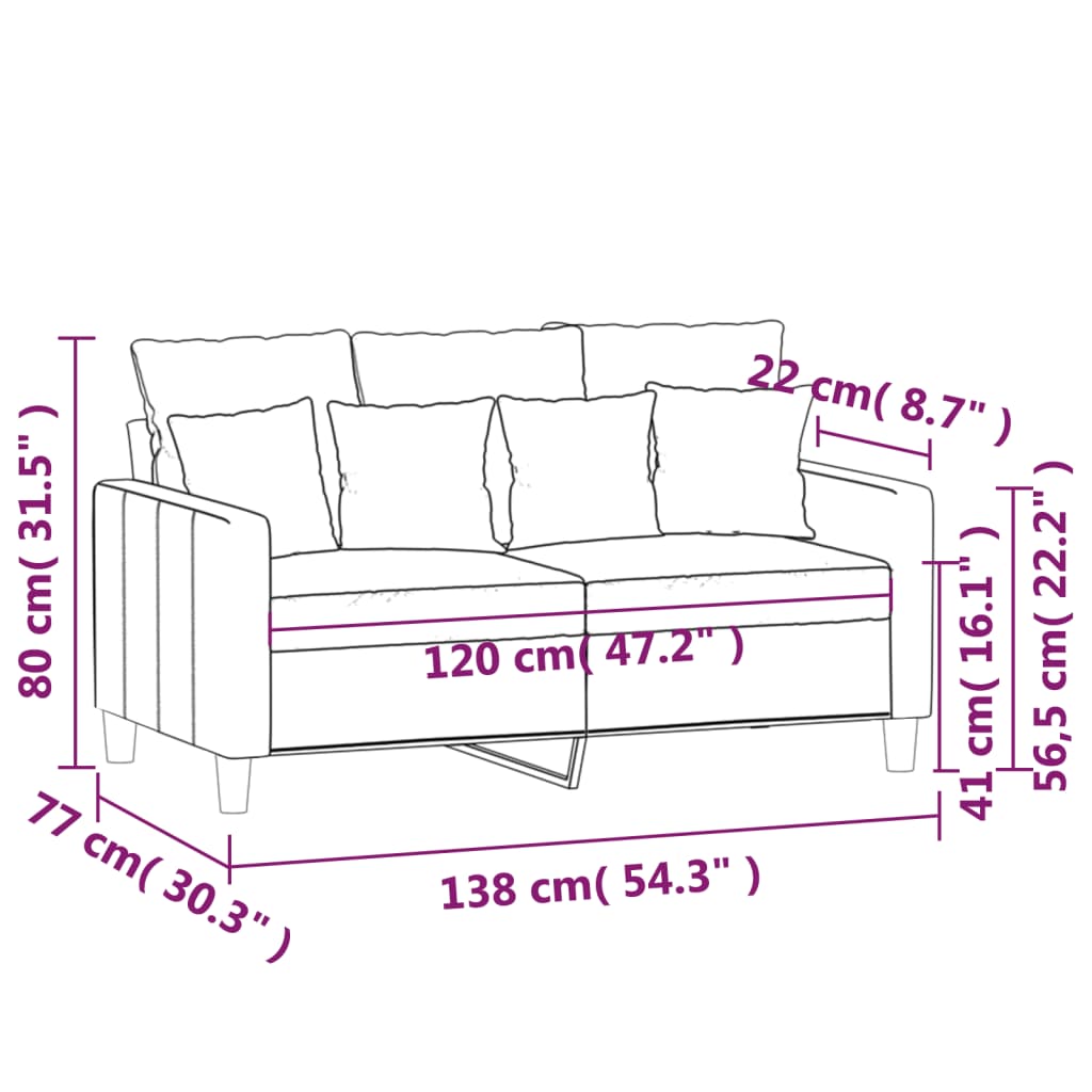 2-Sitzer-Sofa Braun 120 cm Samt