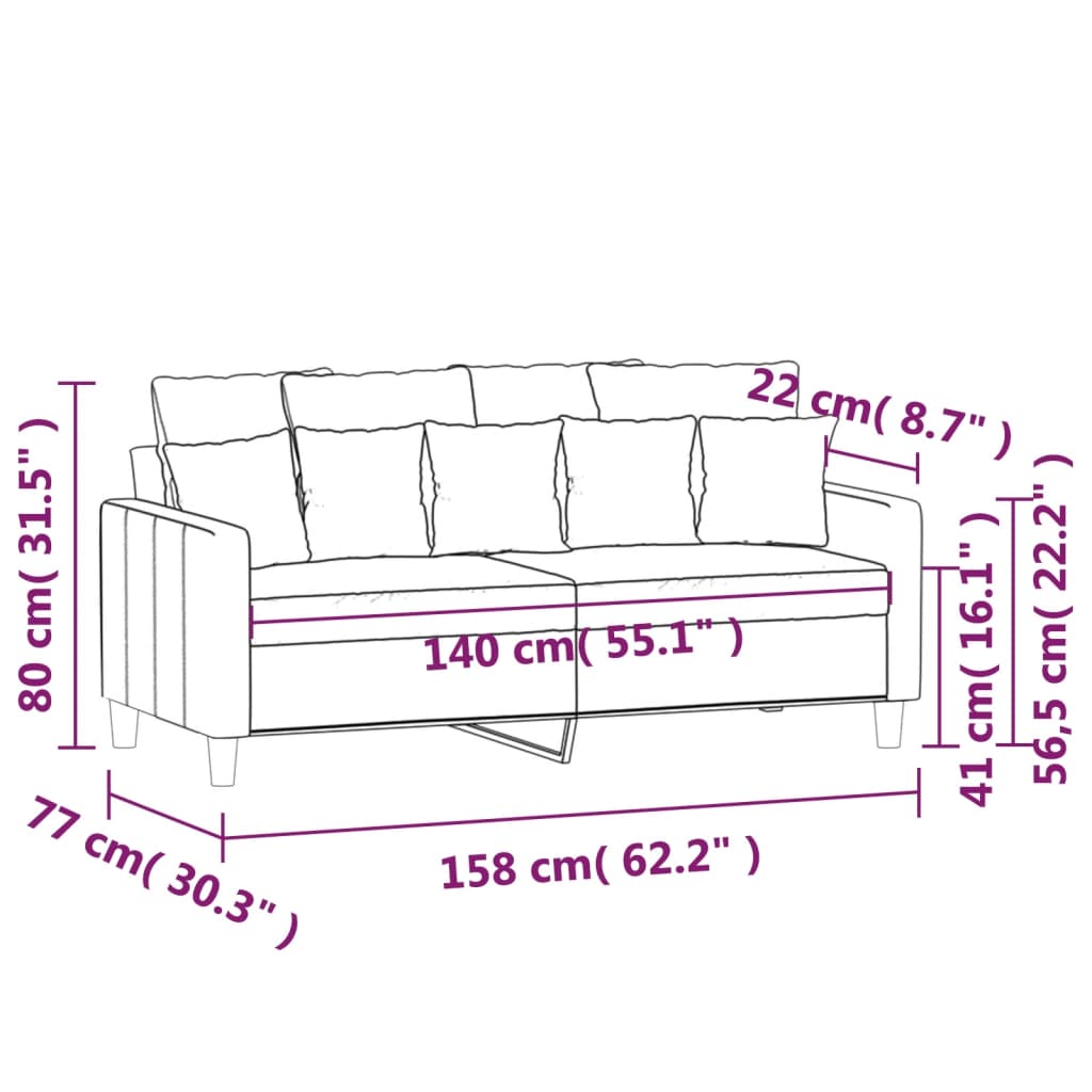 2-Sitzer-Sofa Braun 140 cm Samt