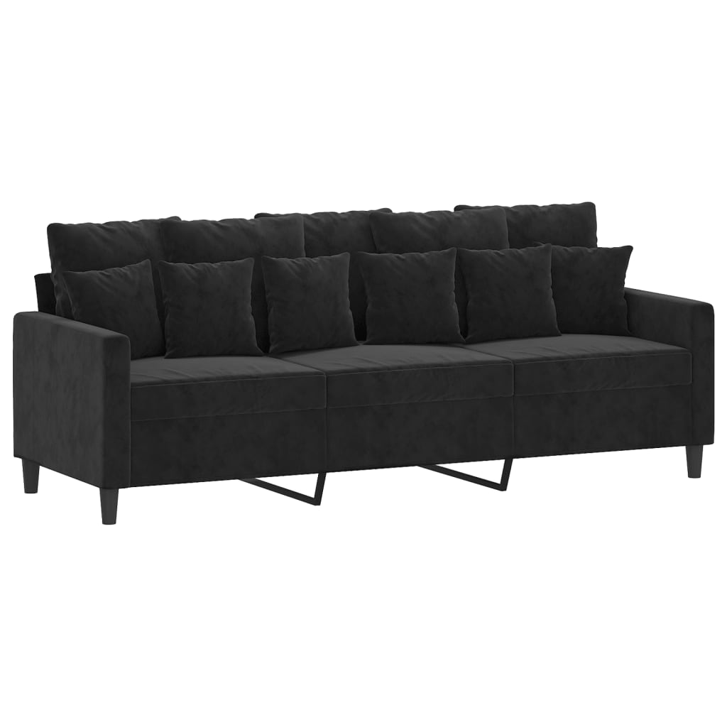 3-Sitzer-Sofa Schwarz 180 cm Samt